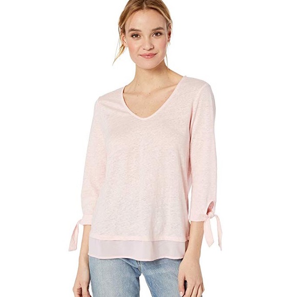 Sanctuary Tops - Sanctuary Sylvie Linen Tiered Hem Tie Sleeve Top